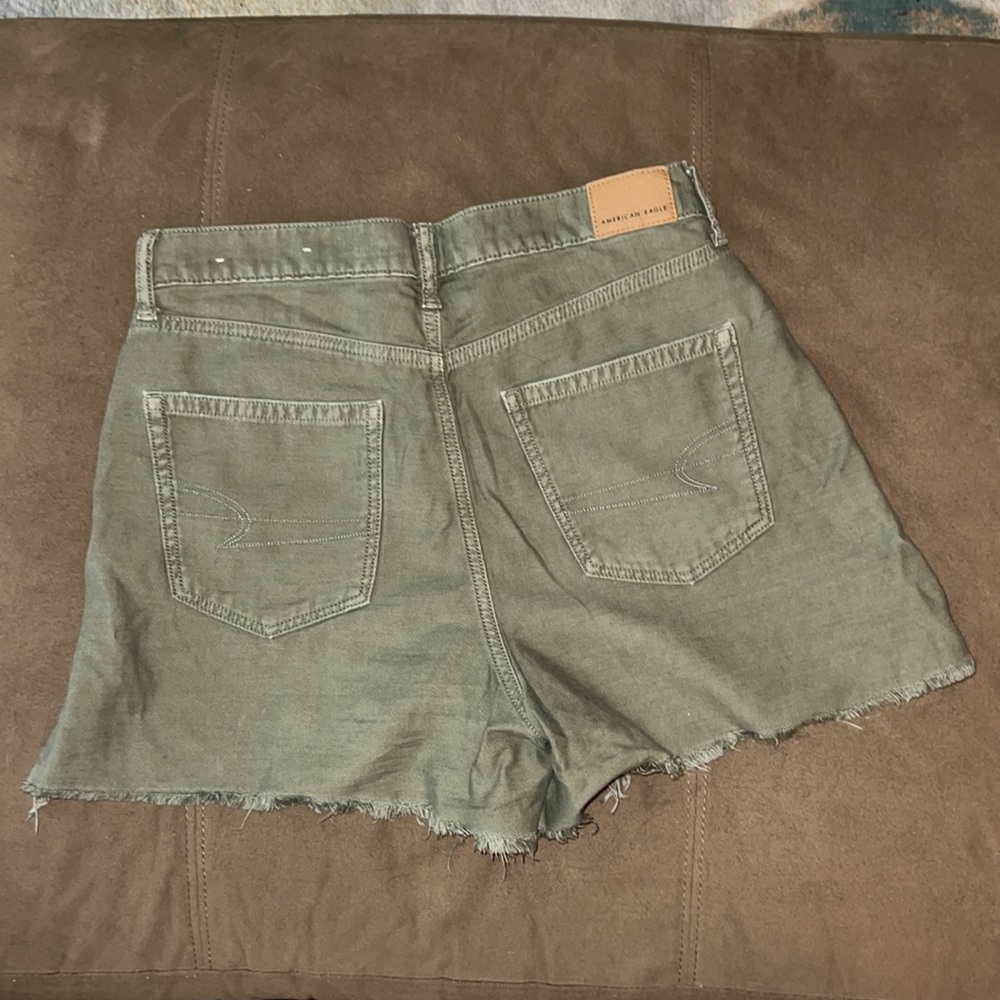 Muted olive green, distressed, American Eagle shorts - Picture 2 of 3